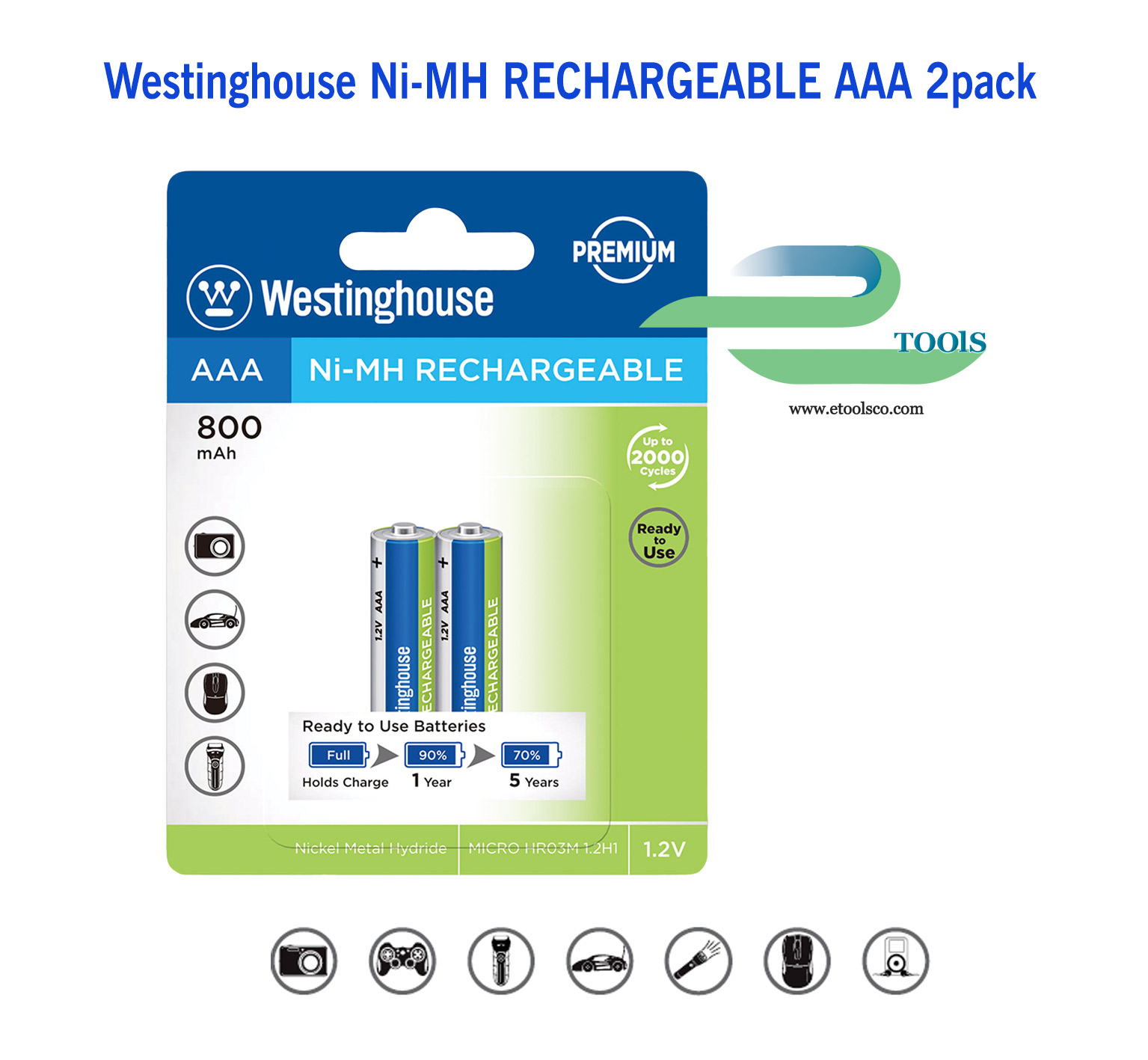 باطری نیم قلمی قابل شارژ وستینگهاوس 800 میلی آمپر