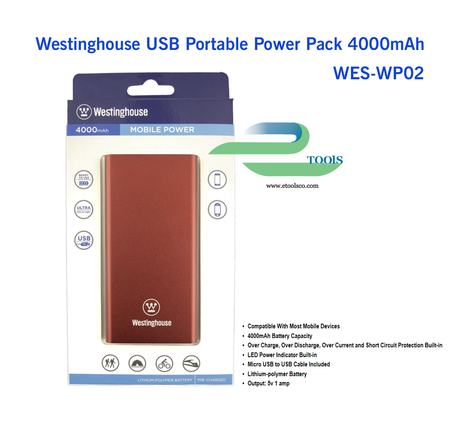 پاور بانک وستینگهاوس 4000 میلی آمپر مدل WH WP02